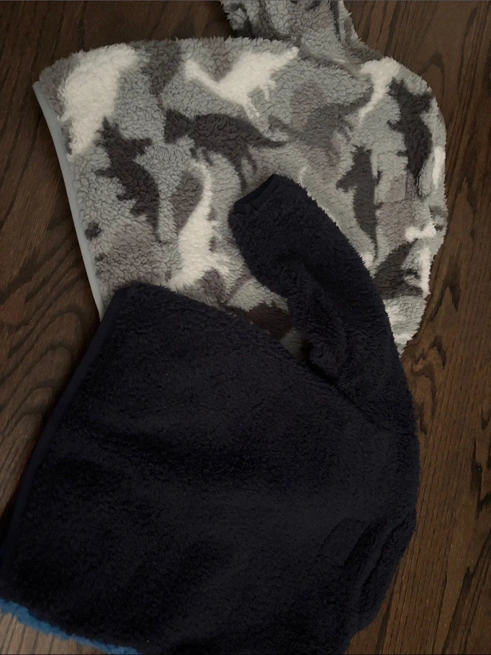 The Children's Place Fleece Jackets - Gray Camo & Blue/Navy Sherpa